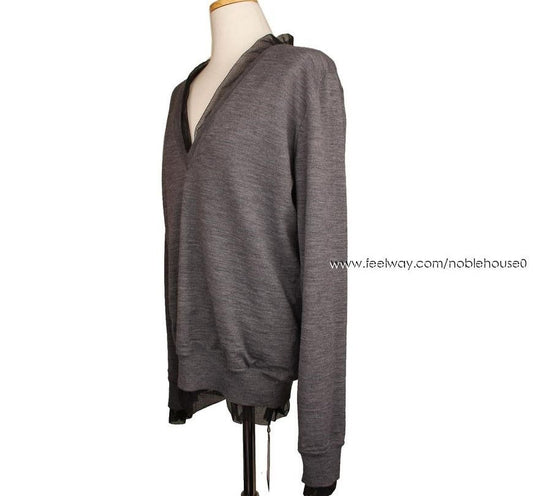 Dolce & Gabbana Gray Black Tulle Trimming Wool Knit 40 29989233
