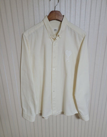 AMI ホワイトビッグハート刺繍オックスフォードシャツ40 36762389