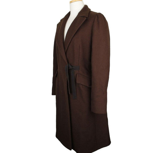 Prada Chocolate Brown Virgin Wool Embossed Long Coat 26810515