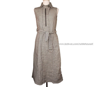 CASTELBAJAC Black & White Stripe Sleeveless Linen Dress 55.5 26809297