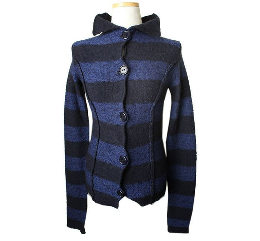 ARMANI Emporio Zweifarbiger Streifen Wollmischung Strickjacke 44 26810099