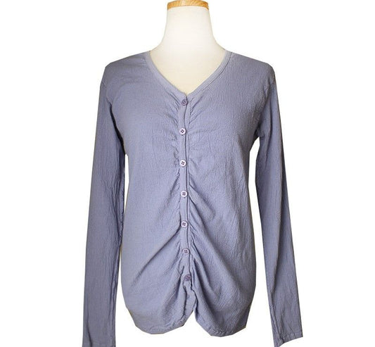 ISSEY MIYAKE Issey ME Lavender Shirred Long Sleeve Top 55 30707049