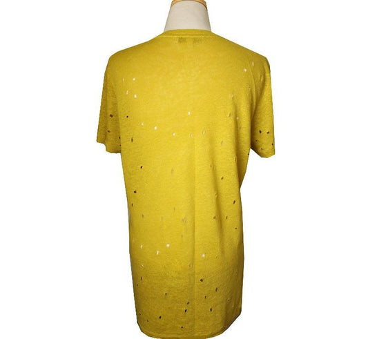 Iro XS Olive Green Distressed Linen T-Shirt 32982298