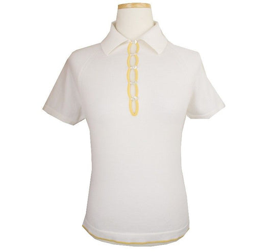 MALO Cream & Yellow Contrast Cotton Blend Top 40 26807333