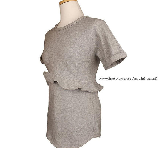 Carven Melange Grey Ruffle Top S 26807122