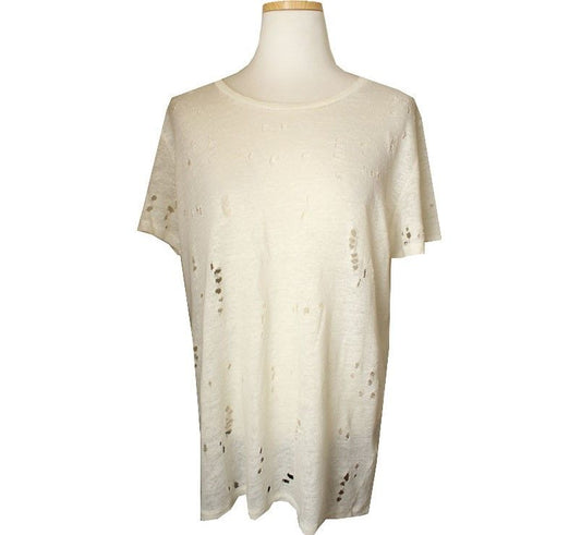 Iro Ivory Damage Linen T-Shirt 34 26807126