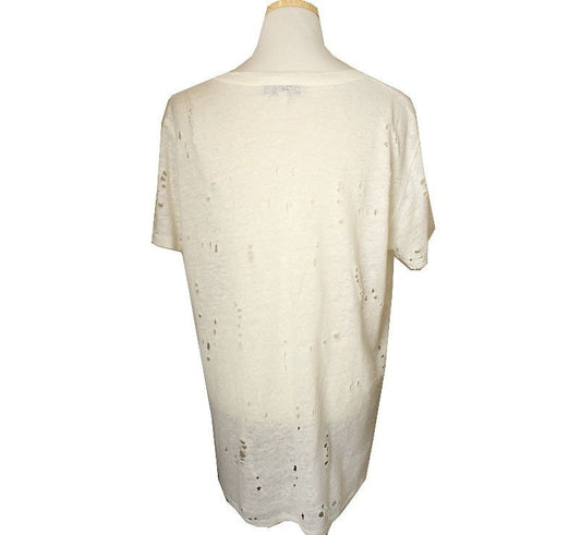 Iro Ivory Damage Linen T-Shirt 34 26807126