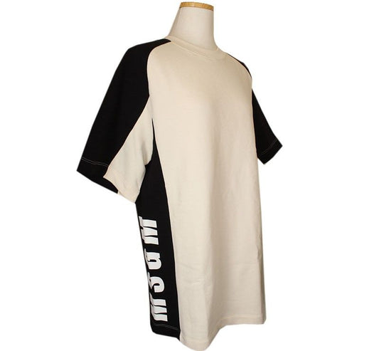 MSGM XS Black & Cream Logo Short Sleeve Sweatshirt XS 26807378