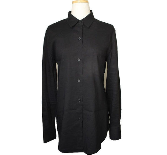 Theory Black Linen Blend Shirt M 26809203