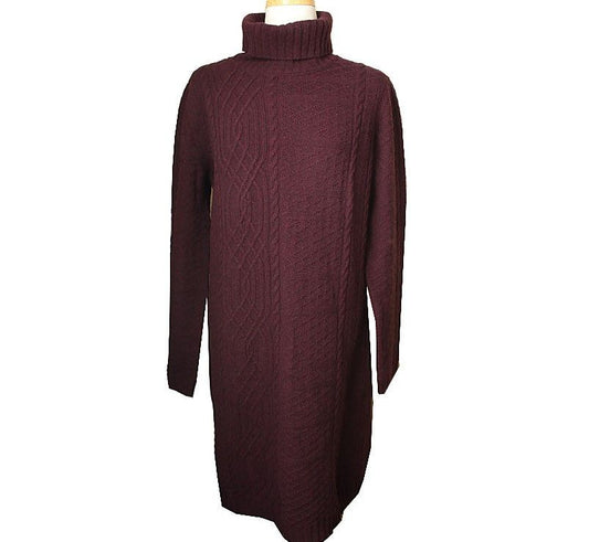 Barbour Turtleneck Wine Red Knit Dress 12 55~66 26809803