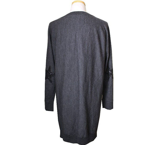Zadig & Voltaire XS Gray Sequin-Embellished Wool Knit Dress 26809963
