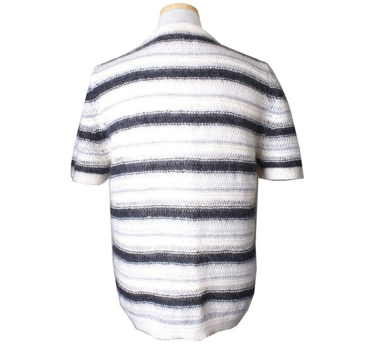 CACHAREL Wool Blend Striped Short Sleeve Top 55~66 30861320