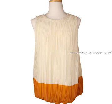 Sonia Rykiel Sonia Rikiel Ivory & Mustard Sleeveless Pleated Blouse 36 26807162