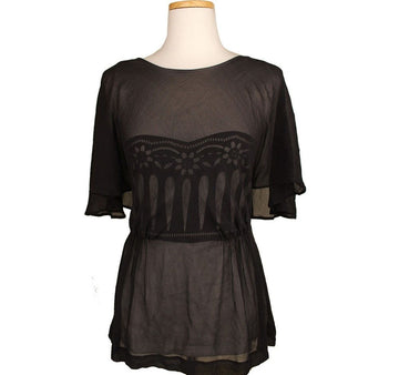 CHLOE シーバイ ブラック シースルー シルク ブラウス 38 26809239