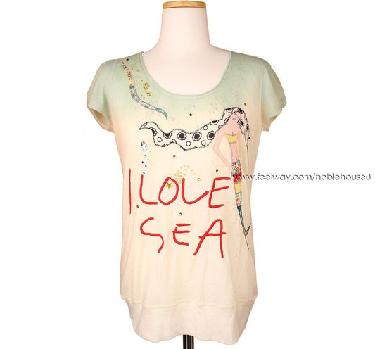 TSUMORI CHISATO Green Printing & Embroidery T-Shirt 26807316