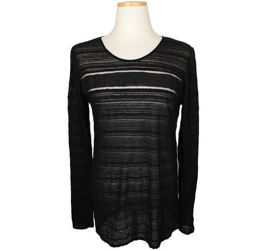 Theory Black Sheer Stripe Cotton Top S 26807244