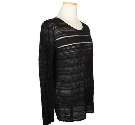 Theory Black Sheer Stripe Cotton Top S 26807244