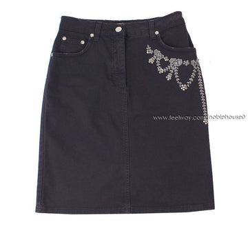 BLUMARINE Deep Purple Damage Sequin Bestickter Denimrock 40 26809436