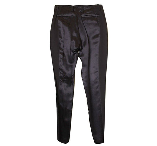 LANVIN Schwarz & Marine Satinbesatz Wollmischung Hose 34 26809578