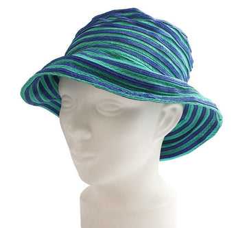 ARMANI アルマーニ AX ミント＆ブルー ストライプ ファブリック バケット ハット 57 26811877