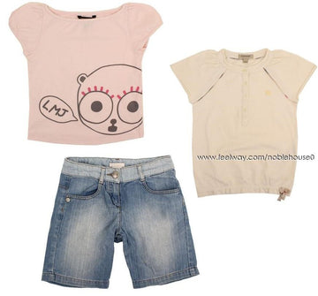 CHLOE デニムショートパンツ バーバリー マーク Tシャツ 女の子用 3点セット 6歳 8歳 26807262