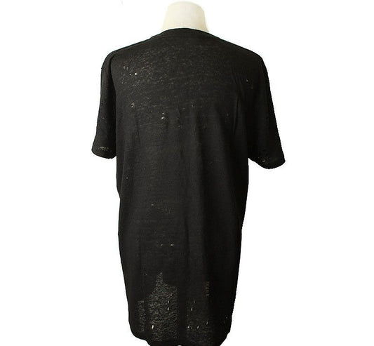 Iro Black Damaged Linen T-Shirt 0 27635166