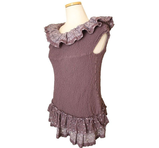 ISSEY MIYAKE Issey ME Cocoa Frill Pleated Cotton Tank Top 1 26807231