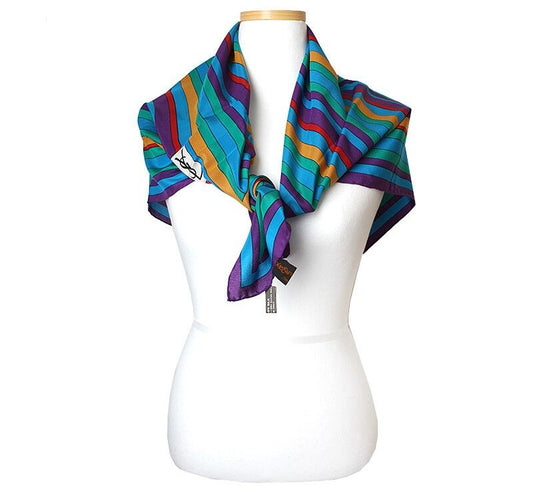 Saint Laurent Multi Stripe Silk Scarf 37594123