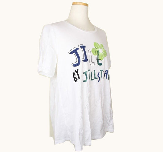 JILL STUART White Logo Print Asymmetric Top 55 26807323