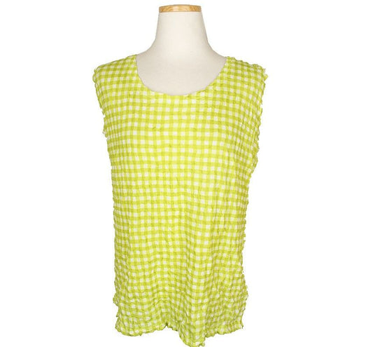 ISSEY MIYAKE Issey ME fluoreszierendes Karomuster & Elfenbein Faltentank-Top 55 26807077