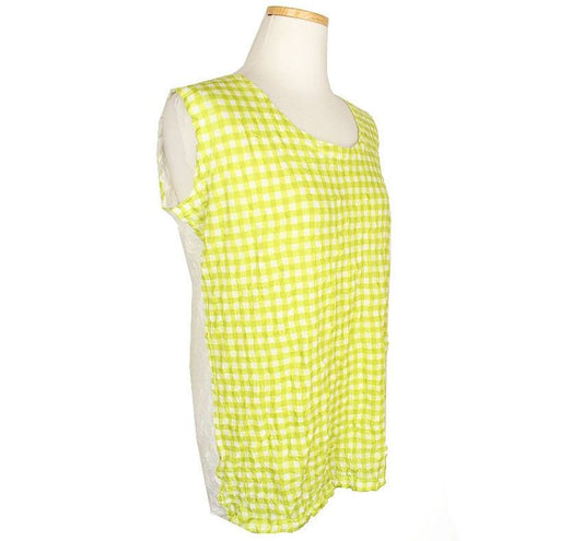 ISSEY MIYAKE Issey ME fluoreszierendes Karomuster & Elfenbein Faltentank-Top 55 26807077