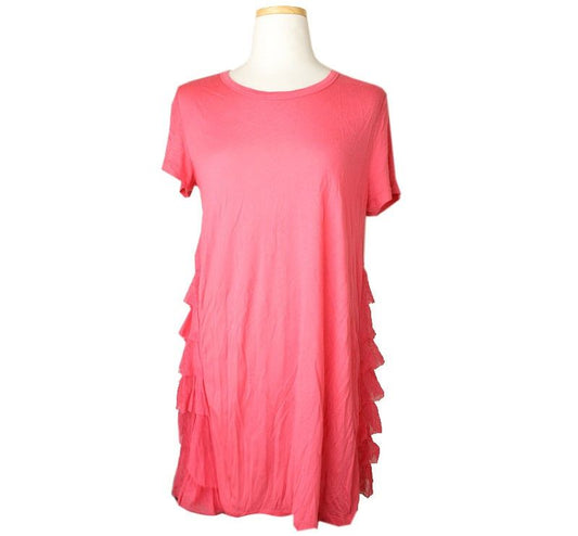 VALENTINO Rote Rosafarbene Spitzenbesatz T-Shirt 55 26807152