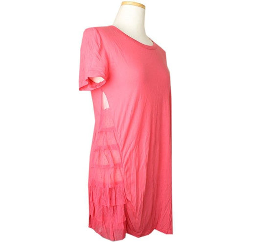 VALENTINO Rote Rosafarbene Spitzenbesatz T-Shirt 55 26807152