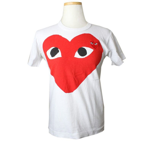 Comme Des Garcons Big Heart Logo Printed White T-Shirt S 26807091