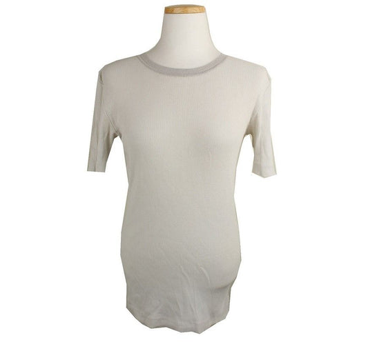 ISSEY MIYAKE Light Gray Cotton Ribbed Top M 26807080