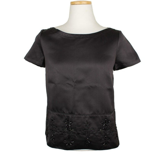 Jil Sander Black Beaded Silk Top 32 26807609