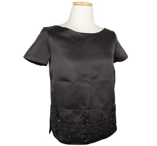 Jil Sander Black Beaded Silk Top 32 26807609