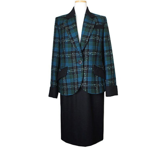 CELINE セリーヌ チェック ツイード ツーピース 55 37753076