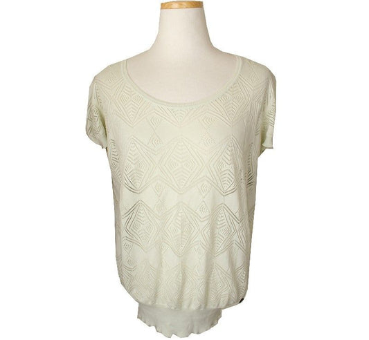 Salvatore Ferragamo Lime Graphic Punched Pattern Cotton Knit M 26809971