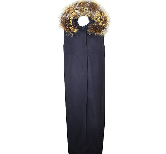 sabatier Sabattié Fox Trim Pure Wool Long Vest 55 66 37250807