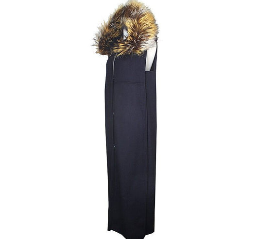 sabatier Sabattié Fox Trim Pure Wool Long Vest 55 66 37250807
