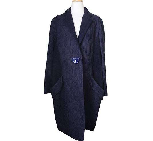 ISSEY MIYAKE Navy Wool Blend Coat 66 35966497