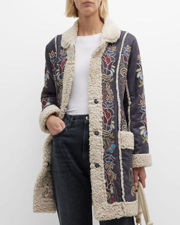 Johnny Was Refurbished Women's Embroidered Suede Coat Size S 40207966