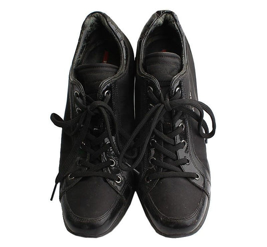 Prada Black Pocono Logo Wedge Sneakers 40.5 26807677