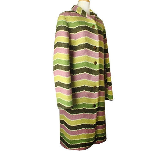 Missoni Wool Multi Pattern Knit Long Coat 46 26810609