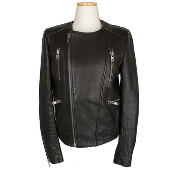 IRO Schwarze Ziegenleder Bikerjacke 2 26810400