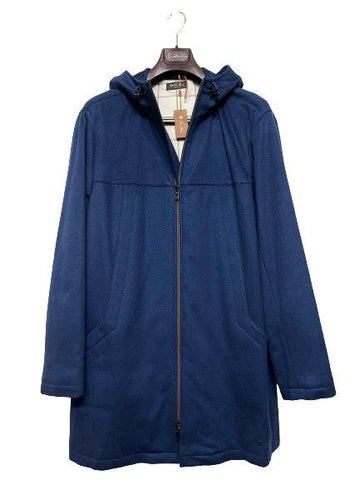 LORO PIANA Blauer Kaschmirmantel mit Kapuze 7525532651 38248065