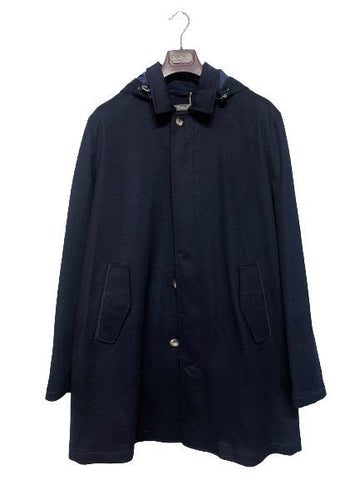 LORO PIANA ネイビー カシミア フード コート stamp: 7525399135 38248082