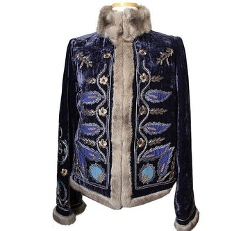 BLUMARINE Mink Samt Stickjacke 44 38279781