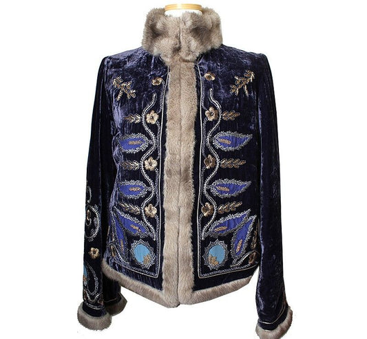 BLUMARINE Mink Velvet Stickjacke 44 38279781